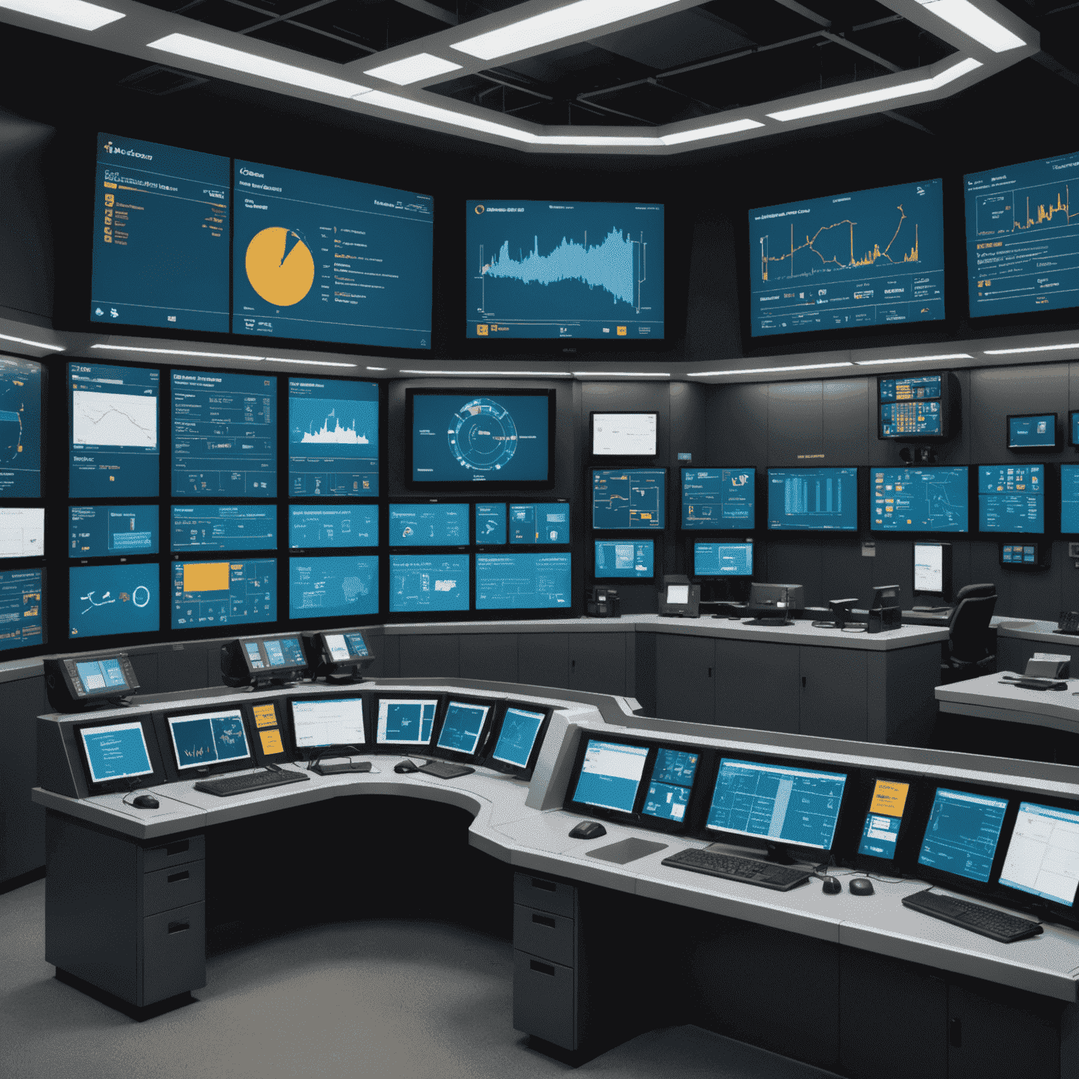 Futuristic control room with AI interfaces showing real-time safety metrics and predictive alerts for Suncor's Canadian facilities